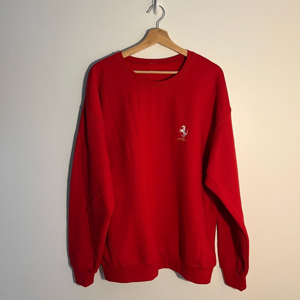 Red Ferrari Racing Formula 1 Embroidery Crewneck Sweatshirt